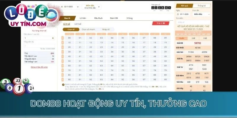 Dom88 hoạt động uy tín, thưởng cao